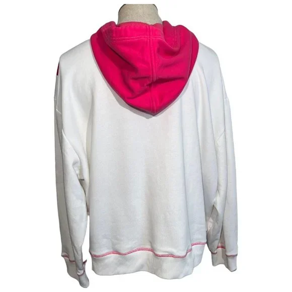 Maeve By Anthropologie Hoodie Sweatshirt Size 3X Chevron Colorblock Hot Pink Red - Picture 5 of 8